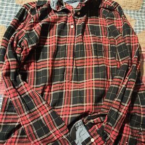 Tommy Hilfiger Red and Black Plaid Button Down Shirt